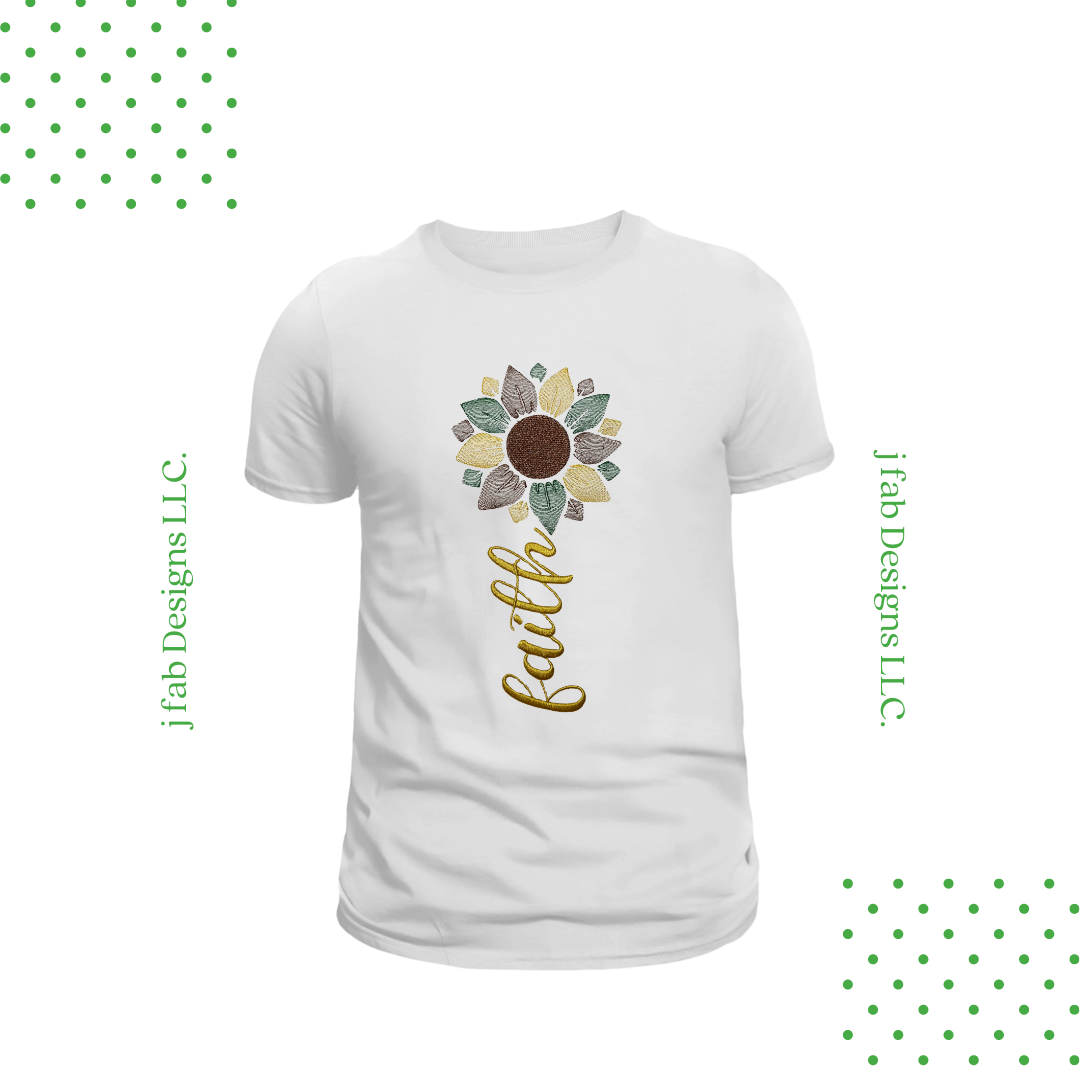 Embroidered short sleeve sunflower tee-shirt