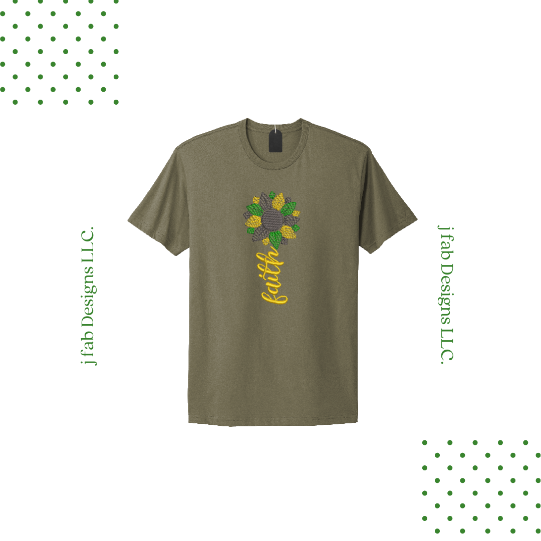 Embroidered short sleeve sunflower tee-shirt