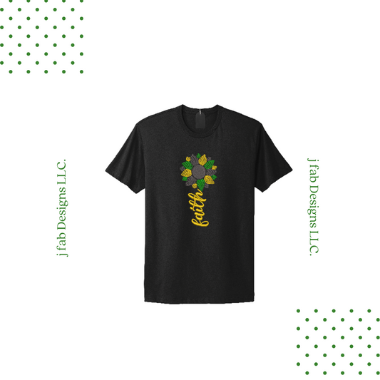 Embroidered short sleeve sunflower tee-shirt