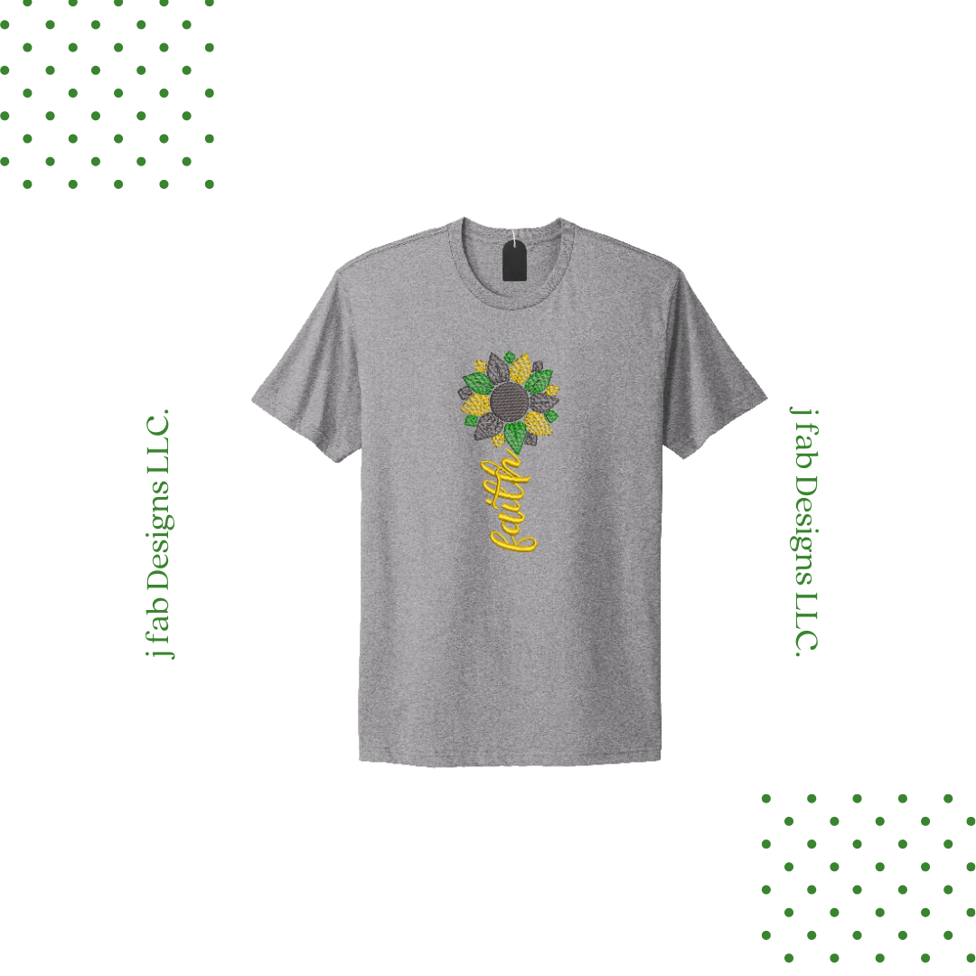 Embroidered short sleeve sunflower tee-shirt