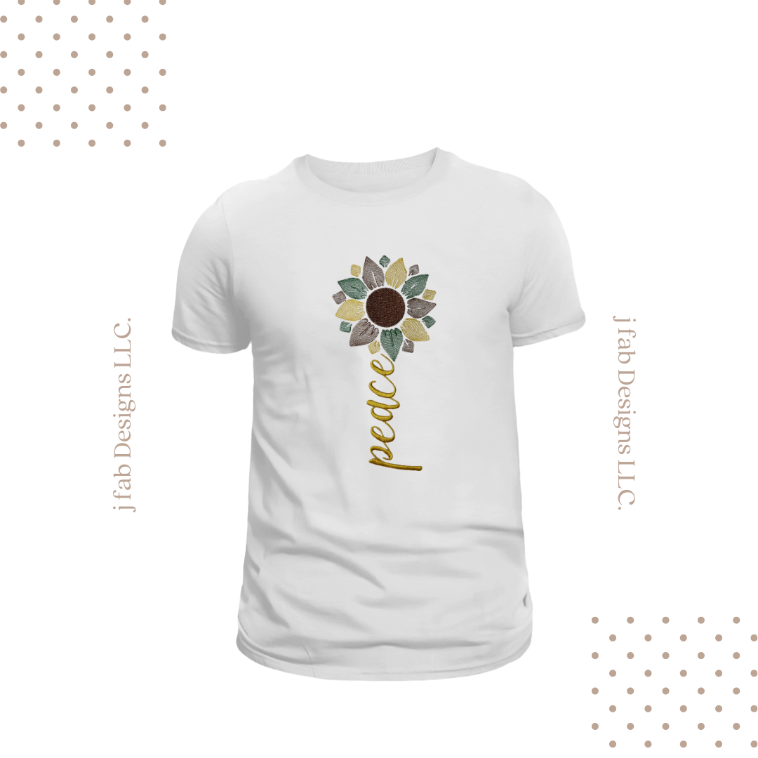 Peace short sleeve embroidery tee-shirt